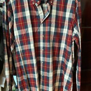 Men’s Red & Navy Plaid Shirt XL